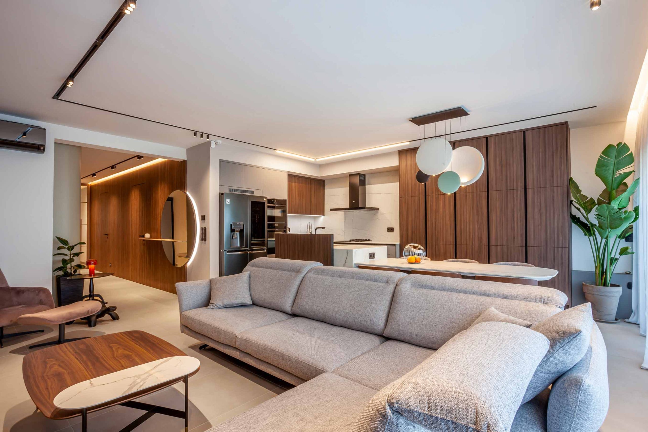 Custom open kitchen-living room furniture in Thessaloniki - Tenco Object Design